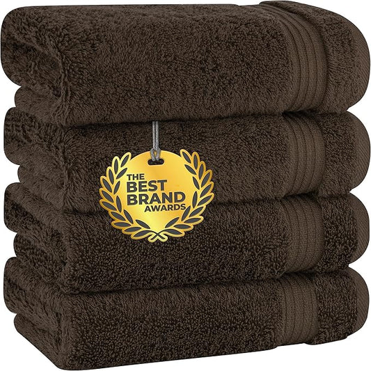 Cotton Paradise Hand Towels for Bathroom, 100% Cotton Turkish 4 Piece Hand Towel Set, Soft Absorbent Face Towels, Brown Hand Towels