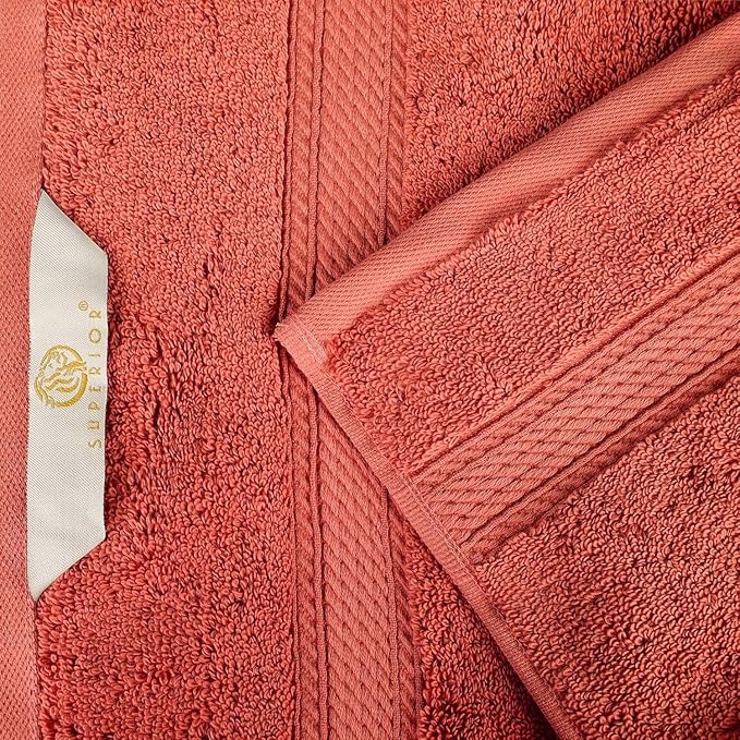 Superior Egyptian Cotton Pile Bath Sheet Set of 2, Ultra Soft Luxury Towels, Thick Plush Essentials, Absorbent Heavyweight, Guest Bath, Hotel, Spa, Home Bathroom, Shower Basics, Coral