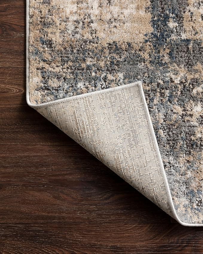 Loloi Teagan Collection TEA-08 Ivory/Mist 6'-7" x 9'-2" Area Rug, Large, Soft Neutral Rug, High-Traffic for Living Room, Bedroom, Home Office, Dining Area