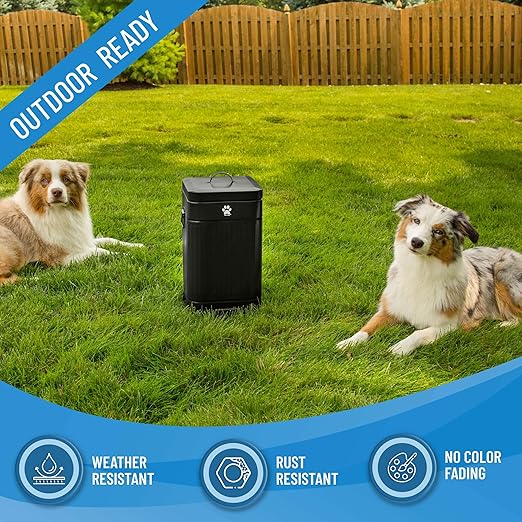 Dog Poop Trash Can Outside - Outdoor Dog Waste Trash Can with Lid - Odor Proof Waste Station Container for Backyard - 12L/3.2Gal (Black)