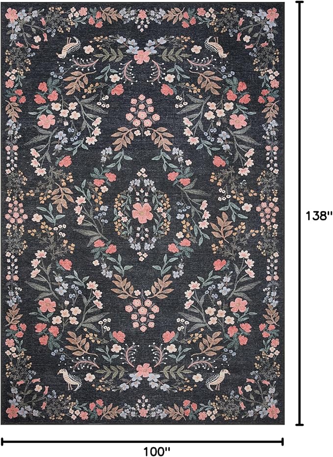 Loloi Rifle Paper Co. Maison Collection MAO-04 Tuileries Black 8'-4" x 11'-6", .19" Pile Height, Area Rug