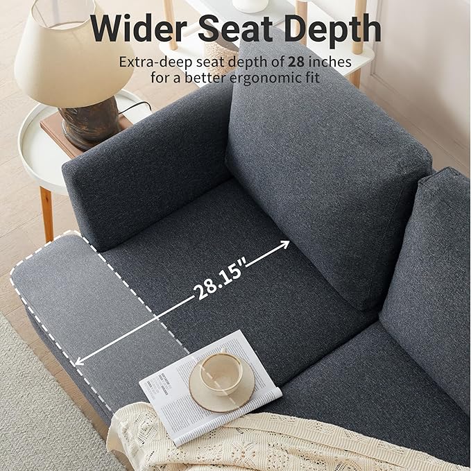 Loveseat Sofa 56" Mid Century Modern Small Couches for Small Spaces Love Seat with 2-Seat Upholstered Cushion Sofa Couches for Bedroom, Living Room, Apartment (Dark Grey)