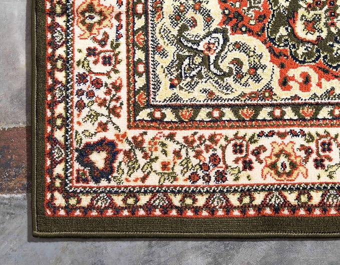 Unique Loom Reza Collection Traditional Persian Style Area Rug, 2 ft 2 in x 3 ft, Olive/Ivory