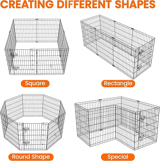 Yaheetech 30" High 8 Panel Foldable Metal Dog Exercise Pen Pet Playpen Dog Fence Outdoor & Indoor Use for Small Animals with Door Black