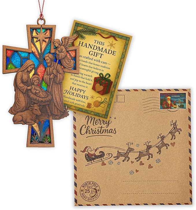 Christmas Cross Ornaments for christmas1 Tree 2025 - Christian Ornaments for Christmass Tree - Christmass Ornament Clearance - Jesus ornamentt for Christmass Trees, Nativity Ornament