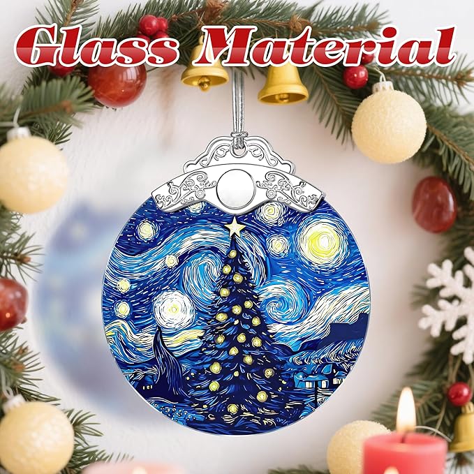 Starry Night Stained Glass Ornament - Christmas Decorations for Tree | Christmas Ornaments | Van Goghs Keepsake | Gifts for Family – Xmas Gifts | Gift Exchange | Gift Idea