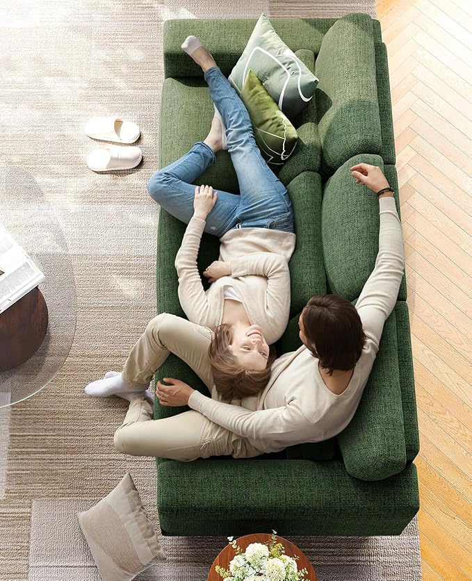 Amada 89" Sofa, 3 Seater Couch for Living Room, Modern Sofa with Deep Seats & Wide Armrests, Comfy Couch with Removable Washable Covers, Linen Fabric, Easy Assembly