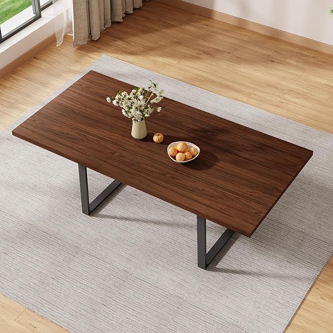 ZckyCine Walnut Color Expandable Dining Table, 51-67 Inches Adjustable Length, Modern Simple Design, Perfect for Family & Office, Seats 6+