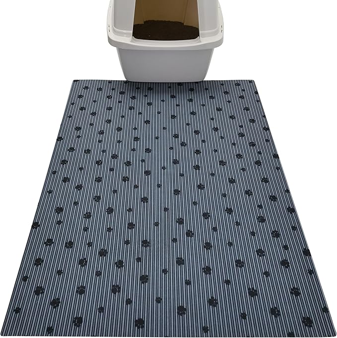 Drymate XL Original Cat Litter Mat, Contains Mess from Box, Protects Floors, Urine-Proof, Machine Washable, Soft on Kitty Paws, Absorbent, Waterproof (USA Made, Recycled Content) (28”x36”)(GreyStripe)