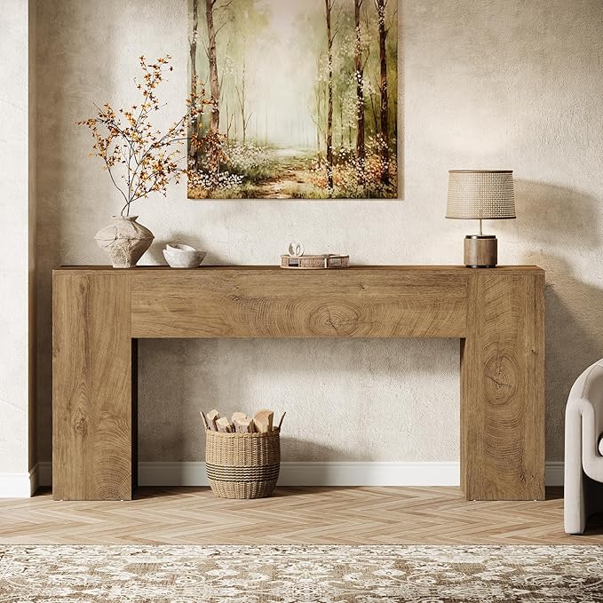 Tribesigns 71-Inch Long Console Table for Entryway, Farmhouse Sofa Console Behind Couch, Entry Table for Hallway, Foyer, Living Room, Burlywood