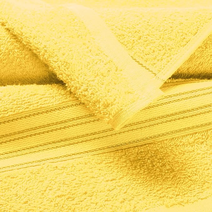 BOUTIQUO 100% Cotton 2 Pack Bath Towel Set 28x55, Eco-Friendly Large Bath Towels, Compact Quickdry Lightweight Soft & Highly Absorbent Bath Towel, Ideal for Everyday Gym Travel Camp Pool - Lime Yellow
