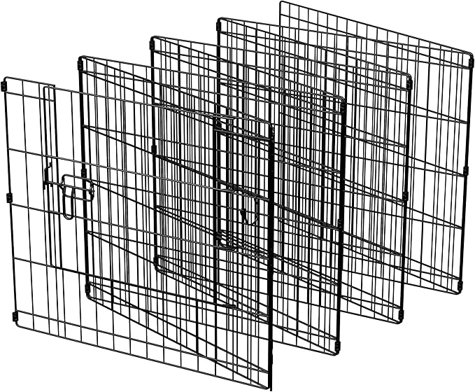 Yaheetech 24" High 8 Panel Dog Playpen Foldable Metal Pet Exercise Pen Puppy Play Fence with Door for Small Animals Black