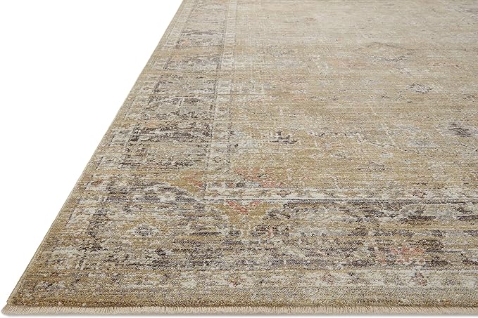 Loloi Magnolia Home by Joanna Gaines Millie Collection MIE-03 Gold/Charcoal 7'-10" x 10', .25" Pile Height, Area Rug