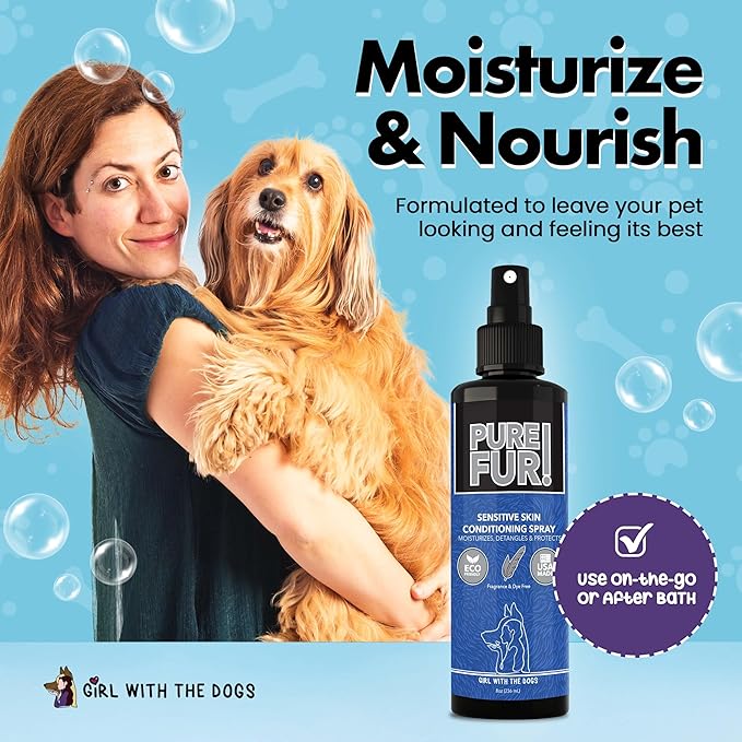 Pure Fur! by Girl With The Dogs - Made in USA - Sensitive Skin Pet Conditioning Spray, 8 oz