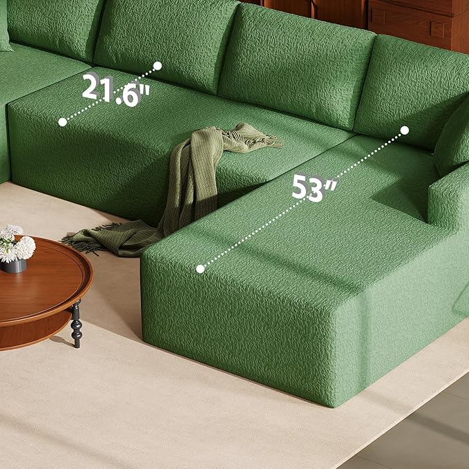 140" Modular U-Shaped Sectional Sofa, 7-Seater Cloud Couch with Double Chaise, Modern Sleeper Sofa,No Assembly Sectional Cloud Boneless Sofa Couches for Living Room/Apartment