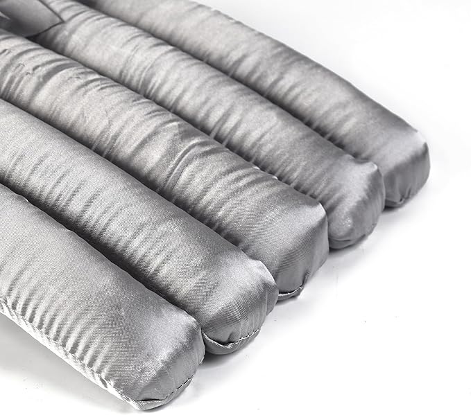 Grey Satin Padded Sweater Hangers 10 Pack, Blouse Hanger with Thick & Soft Foam for Bridal Wedding Dress Lingerie, Smooth Silk Covered Shirt Hanger Without Shoulder Bump