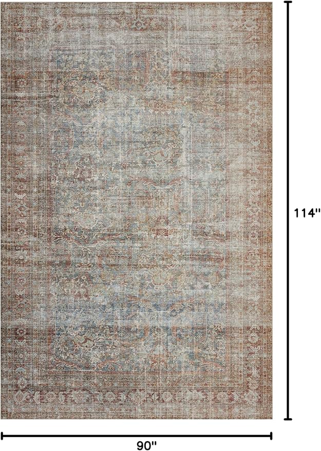 Loloi Chris Loves Julia Jules Collection JUL-05 Lagoon/Brick 7'-6'' x 9'-6'', .13" Pile Height, Area Rug