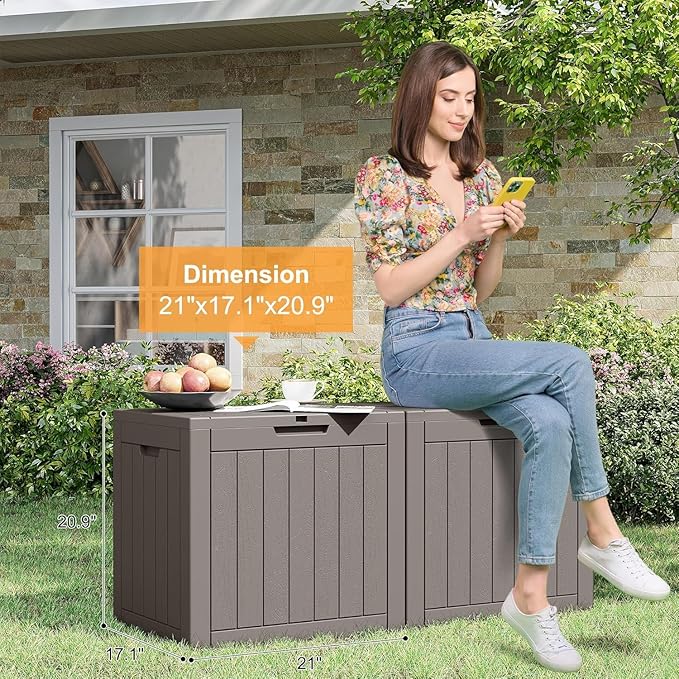 31 Gallon Outdoor Storage Box, Waterproof Resin Deck Box with Lockable Lid – Storage Cabinet for Patio Furniture, Pool Supplies, Garden Tools – Indoor & Outdoor Use(2Box/Set)