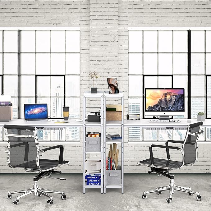 SHW 46-Inch Home Office Mission Computer Desk with Side Shelf and Drawer, White