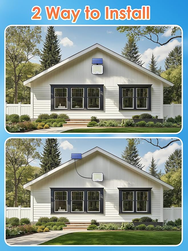 PIKOY Solar Lights Outdoor [318LED/10M/5 Modes] Security Lights Outdoor, Remote Control, IP65 Waterproof for Yard,Porch,Shed,Garage