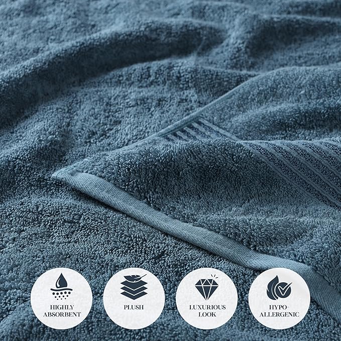 Superior Egyptian Cotton 10-Piece Face Towel Set , Small Towels For Facial, Spa, Quick Dry, Absorbent Towels, Bathroom Accessories, Guest Bath, Home Essentials, Washcloth, Airbnb, Sapphire