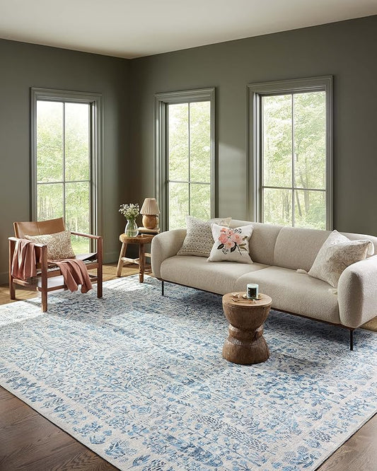 Loloi Rifle Paper Co. Maison Collection MAO-07 Blue 2'-3" x 3'-9", .19" Pile Height, Accent Rug