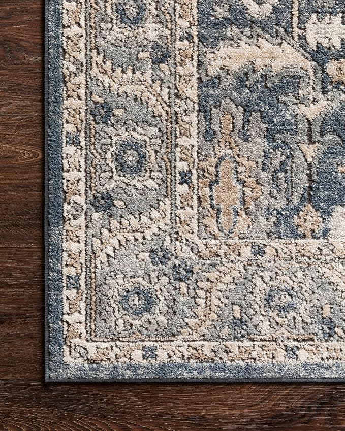 Loloi Teagan Collection TEA-03 Denim/Pebble 5'-3" x 7'-6" Area Rug, Large, Soft Neutral Rug, High-Traffic for Living Room, Bedroom, Home Office, Dining Area