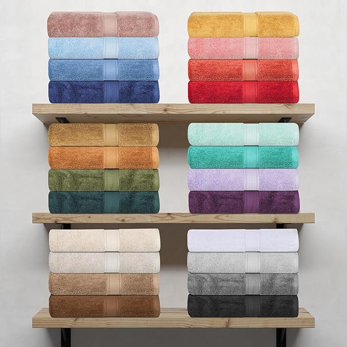 Superior Egyptian Cotton Pile 6 Piece Towel Set, Includes 2 Bath, 2 Hand, 2 Face Towels/Washcloths, Ultra Soft Luxury Towels, Thick Plush Essentials, Guest Bath, Spa, Hotel Bathroom, Denim Blue