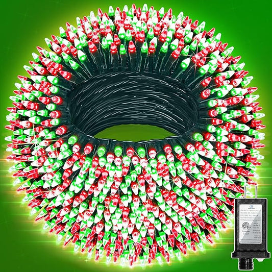 240FT 750LED Christmas Lights,12 Modes Red and Green Outdoor String Lights with Timer & Dimmable, Waterproof Green Wire Christmas String Lights for Tree Xmas Patio Fence Balcony Garden Party Decor