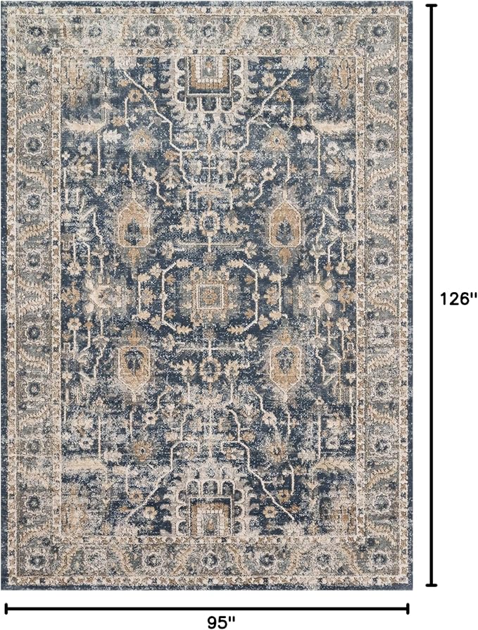 Loloi Teagan Collection TEA-03 Denim/Pebble 7'-11" x 10'-6" Area Rug, Large, Soft Neutral Rug, High-Traffic for Living Room, Bedroom, Home Office, Dining Area