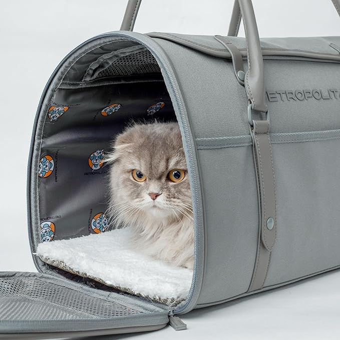 Cat Soft-Sided Carrier, Airlien Compliant, with Ventilation, for Pets Upto 16 lbs (Steel Grey)
