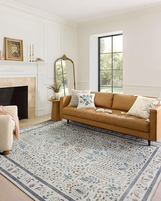 Loloi Rifle Paper Co. Maison Collection MAO-05 Wisteria Cream 5'-0" x 7'-6", .19" Pile Height, Area Rug