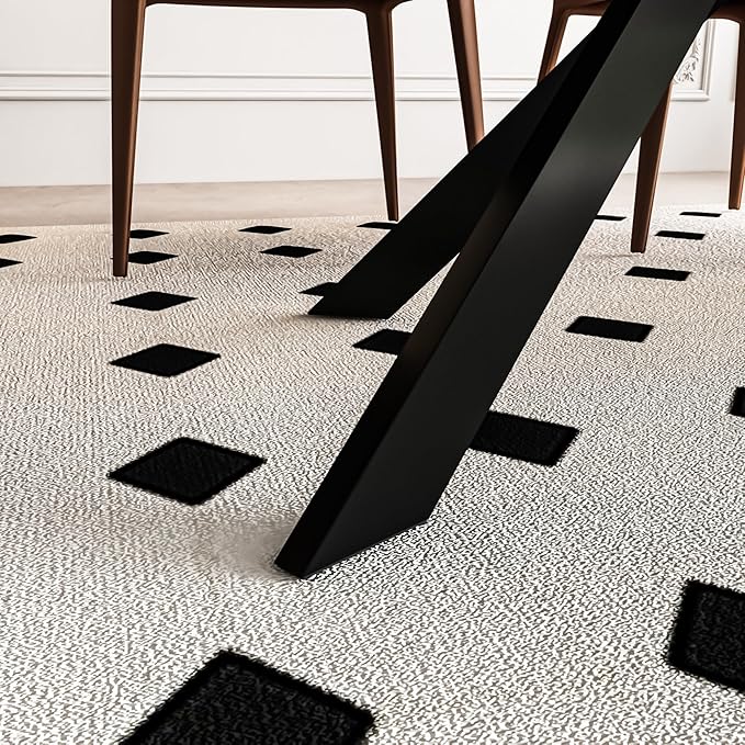 51" Rectangular Glass Dining Table Modern Kitchen Glass Top Table for 4 with Black Metal Legs, Clear Dining Table Kitchen Table for Home Office Dining Room