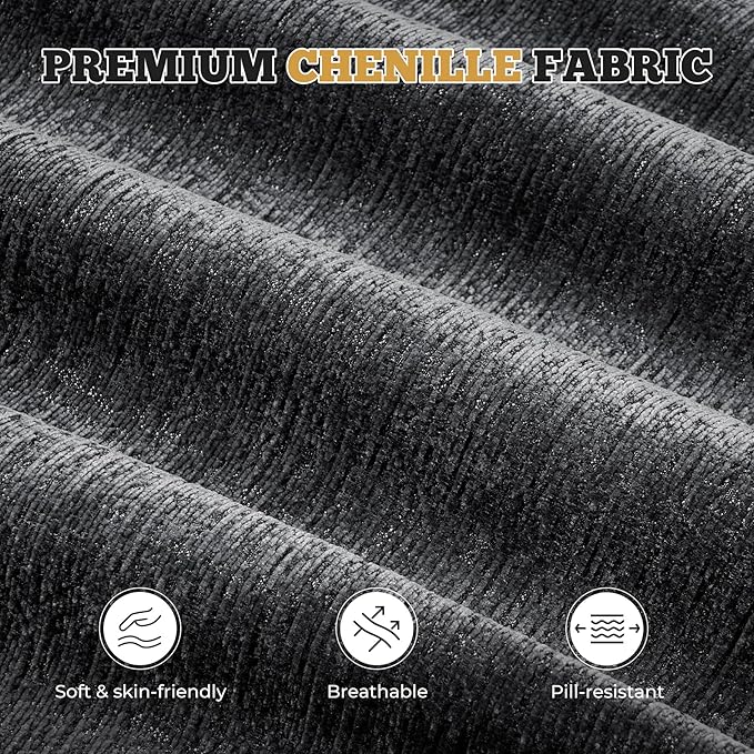 158" Modern U Shaped Modular Sectional Sofa, Boneless Couches for Living Room,6 Seater Convertible Chenille Cloud Couch Sofa Set, No Assembly Required, Grey-Black 1 PCS