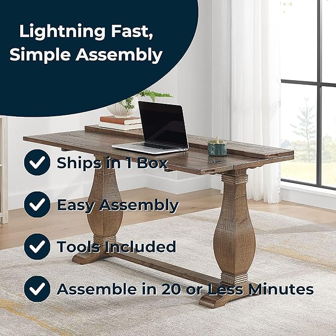 Martin Svensson Home Napa Sofa Console Table, Modular Flip Top Dining or Accent, Solid Natural Wood