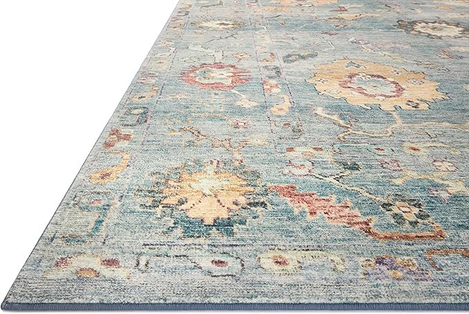 Loloi Margot Collection MAT-06 Denim/Multi 2'-6" x 7'-6" Runner Rug feat. CloudPile, No-Shed Easy Clean Large Patterned Area Rug for Living Room, Bedroom, Dining Area