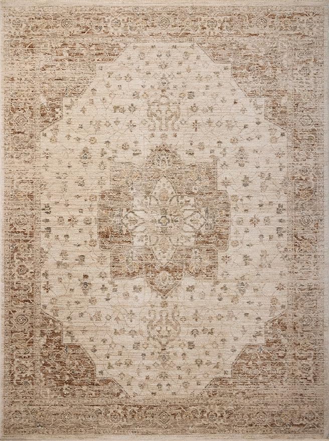 Loloi Magnolia Home by Joanna Gaines Junie Collection JUE-04 Natural/Clay 5'-3" x 5'-3", .38" Pile Height, Round Area Rug