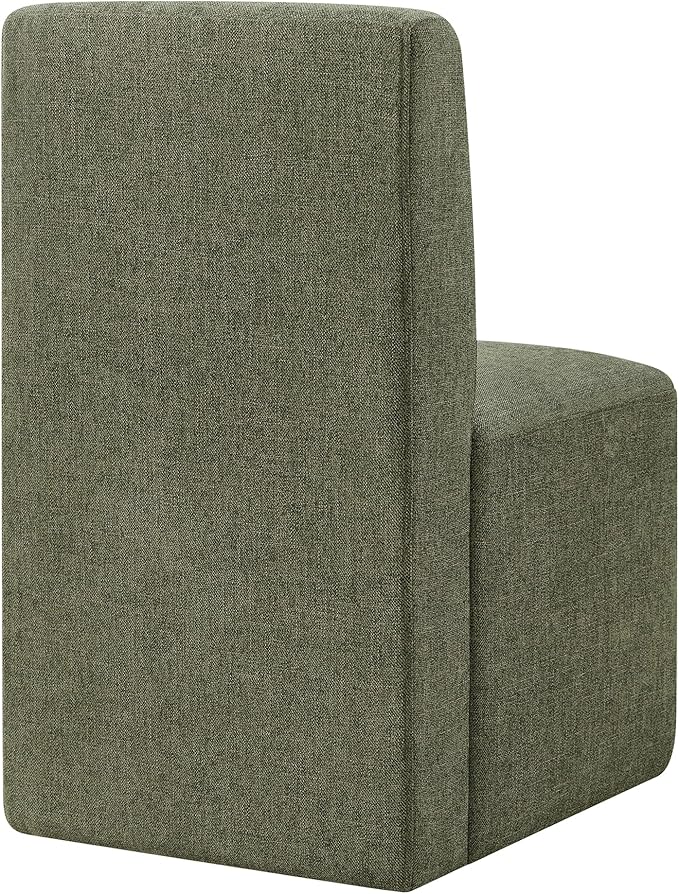 CHITA Dining Chairs with Casters Set of 2, FSC Certified Upholstered Armless Modern Rolling Dining Chairs with Rollers for Bedroom Reading Room Living Room, Moss Green