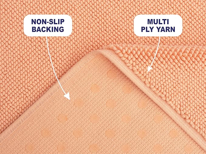 American Soft Linen Bath Rug, 17 in 24 in 100% Cotton Bath Mats Rugs for Bathroom, Slip Reducer Washable Shaggy Form Area Rugs, Malibu Bath Rug