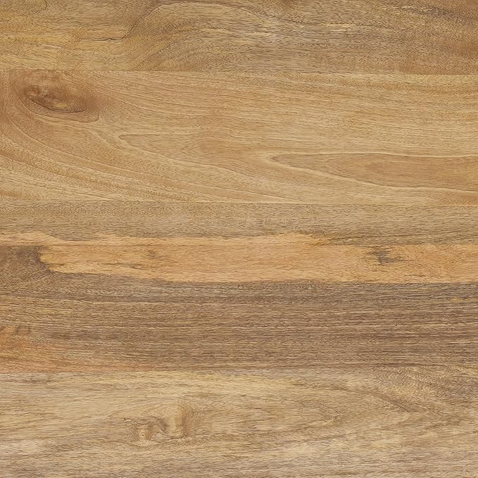 The Urban Port Marlon 48" Coffee Table | Handmade Aluminum Cast Frame | Natural Solid Mango Wood Top, Black and Brown