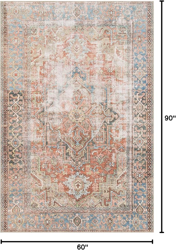 Loloi Loren Collection LQ-15 Terracotta/Sky 5'-0" x 7'-6" Area Rug