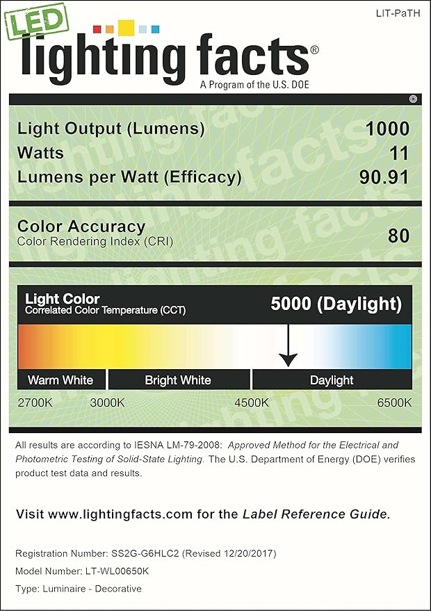 LIT-PaTH Outdoor LED Wall Lantern, White Large Exterior Wall Light Fixture, 5000K Daylight White, 11W 1000 Lumen, Anti-Rust Aluminum Porch Lighting for Outside, Patio, Garage, 1 Pack