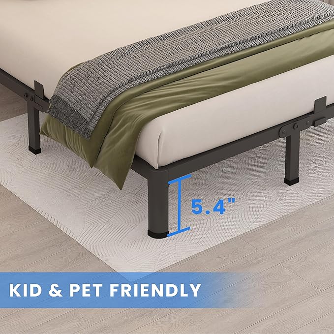 MAF 7 Inch Queen Metal Platform Bed Frame with Round Corner Legs, 3000 LBS Heavy Duty Steel Slats Support, Noise Free, No Box Spring Needed, Easy Assembly