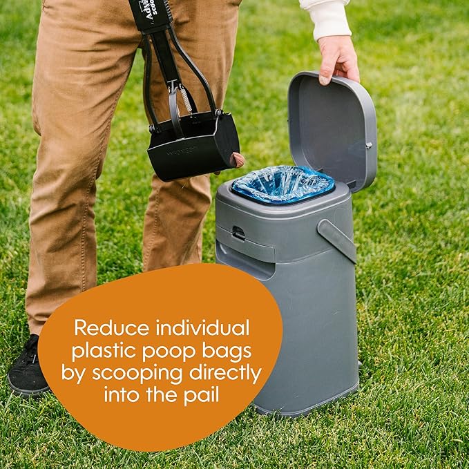 Pail | Dog Waste Disposal System for Outdoor and Indoor Odor Control | Dog Poop Trash can | Includes 1 Square Refill Bag That Lasts up to 2 Months
