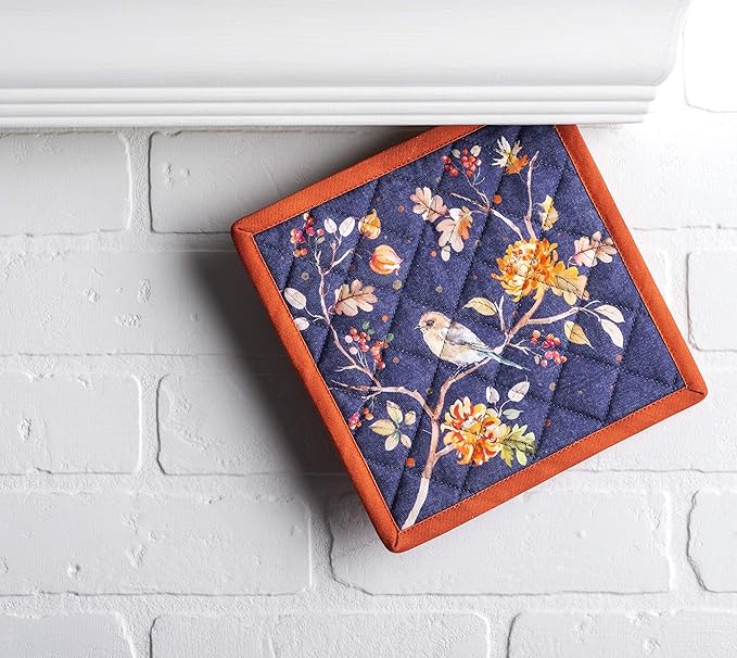 Maison d' Hermine Pot Holders 100% Cotton Heat Resistant Potholders 8" x 8" Hot Pads with Loop for Thanksgiving Christmas Decorations BBQ Cooking Baking Handling Hot Pans (Pack of 1, Kelim - Infinity)