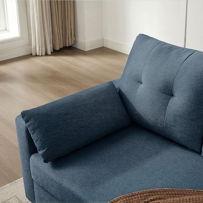 101" Convertible Sectional Sofa, Modern Linen Fabric U-Shaped Couch with 2 Storage Ottomans and Storage Pocket, 4 Seat Sofa Couches for Living Room, Apartment, Office, Blue