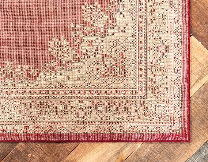 Unique Loom Reza Collection Traditional Persian Style Area Rug, 8 x 10 ft, Burgundy/Ivory