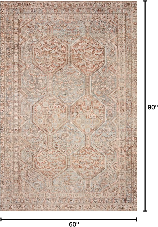 Loloi Chris Loves Julia Jules Collection JUL-04 Tangerine/Mist 5'-0'' x 7'-6'', .13" Pile Height, Area Rug