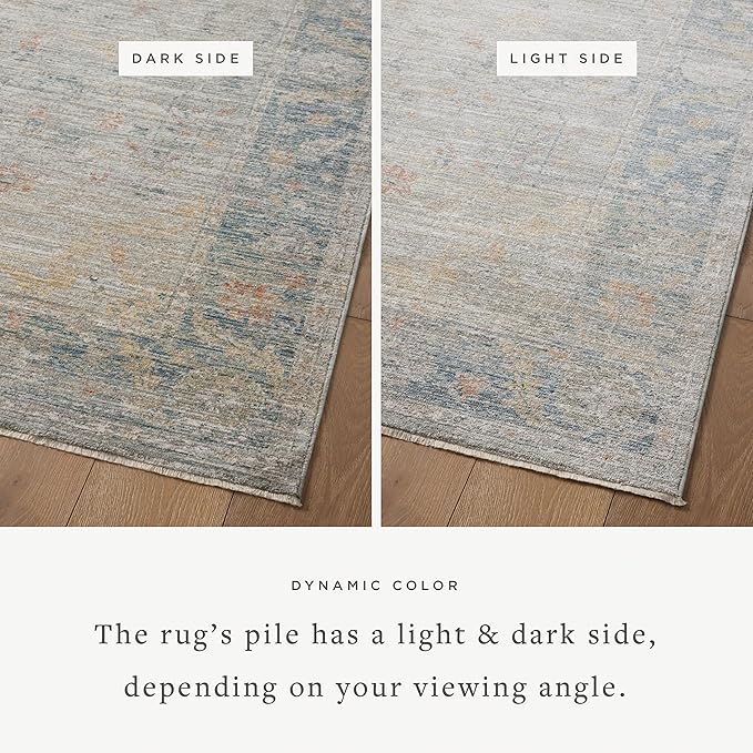 Loloi Magnolia Home by Joanna Gaines Millie Collection MIE-04 Slate/Multi 2'-7" x 8'-0", .25" Pile Height, Runner Rug