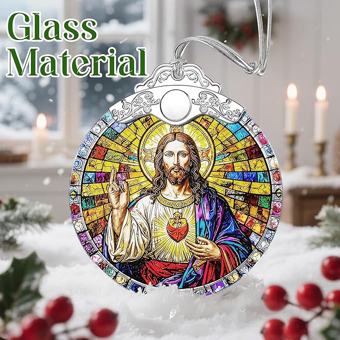 Jesus Christ Ornament, Christmas Ornament, Christmas Decoration, Religious Holiday Decor, Gifts for Christian, Religious Gifts, Gift Exchange, Gift Idea - Pattern B